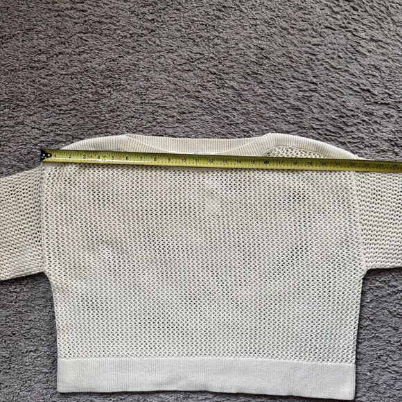 Old Navy Women Sweater PM Beige Boat-Neck Open-Stitch Long Sleeve #664082 NWT - Picture 6 of 10